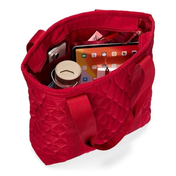 Victoria's Secret Bold Red Quilted Tote Gym Bag - Picture 2 of 4